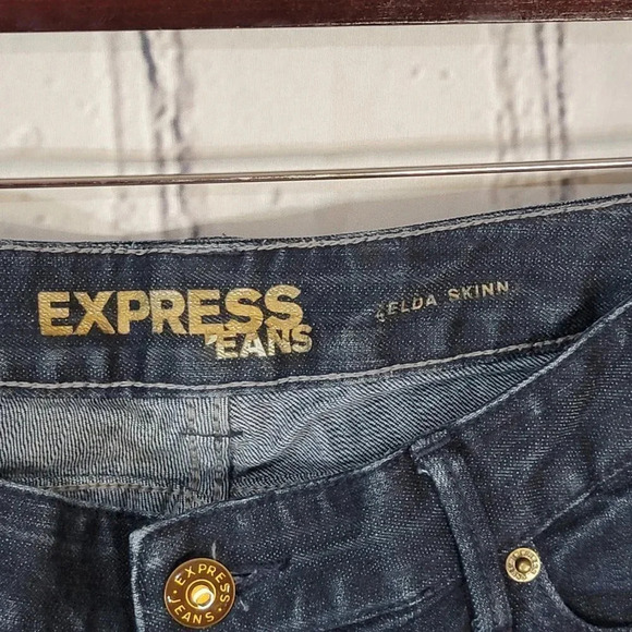 Express Womens Skinny Jeans Zelda Dark Wash Denim Mid Rise Casual Classic Fit 8R - Picture 3 of 8